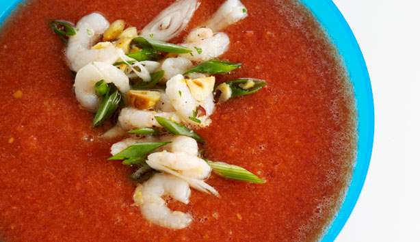 Grøntsagssuppe med rejer Opskrift på grøntsagssuppe med rejer