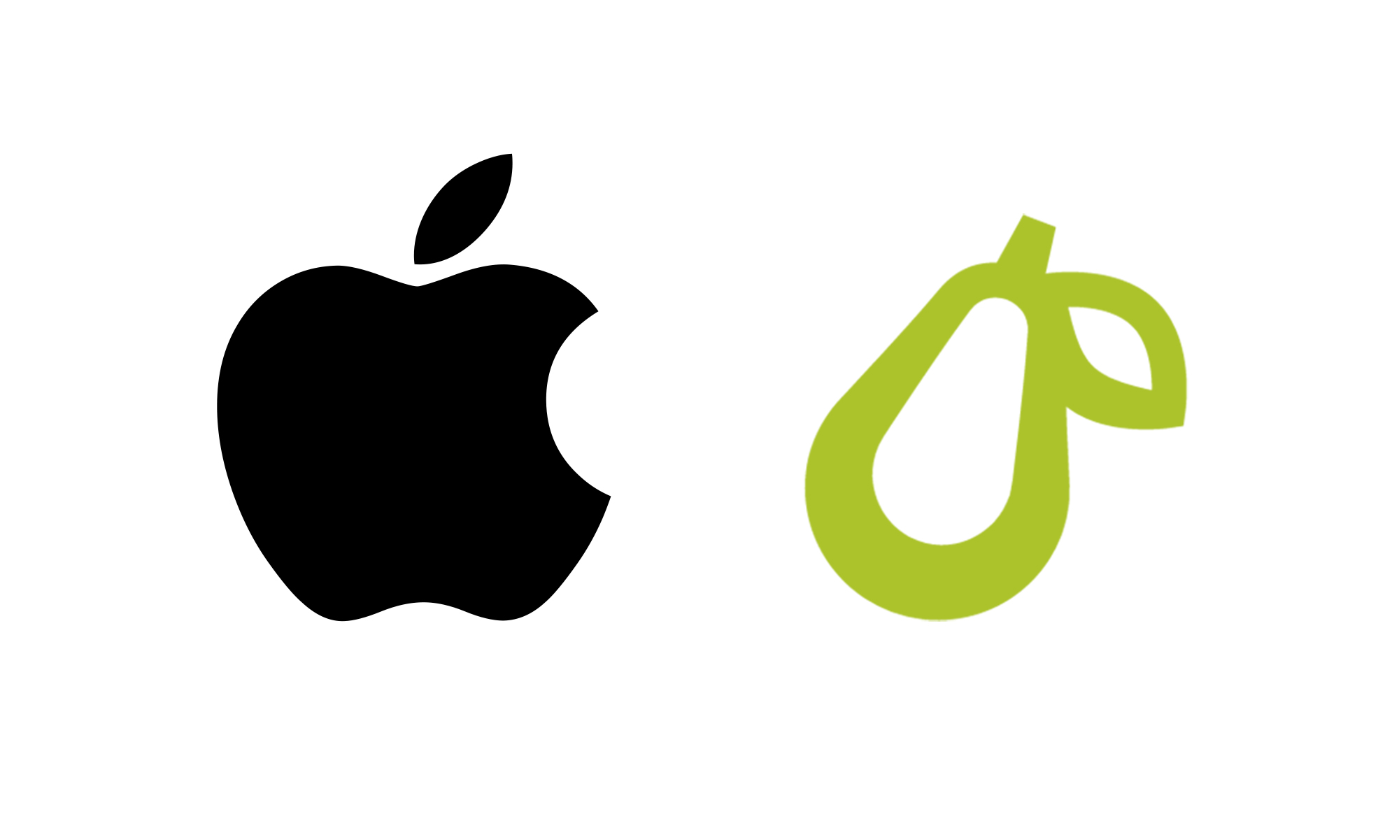 Og det var Apples logo til venstre og Prepears til højre. Hvis man skulle være i tvivl. Apple er ude med riven efter app med pærelogo