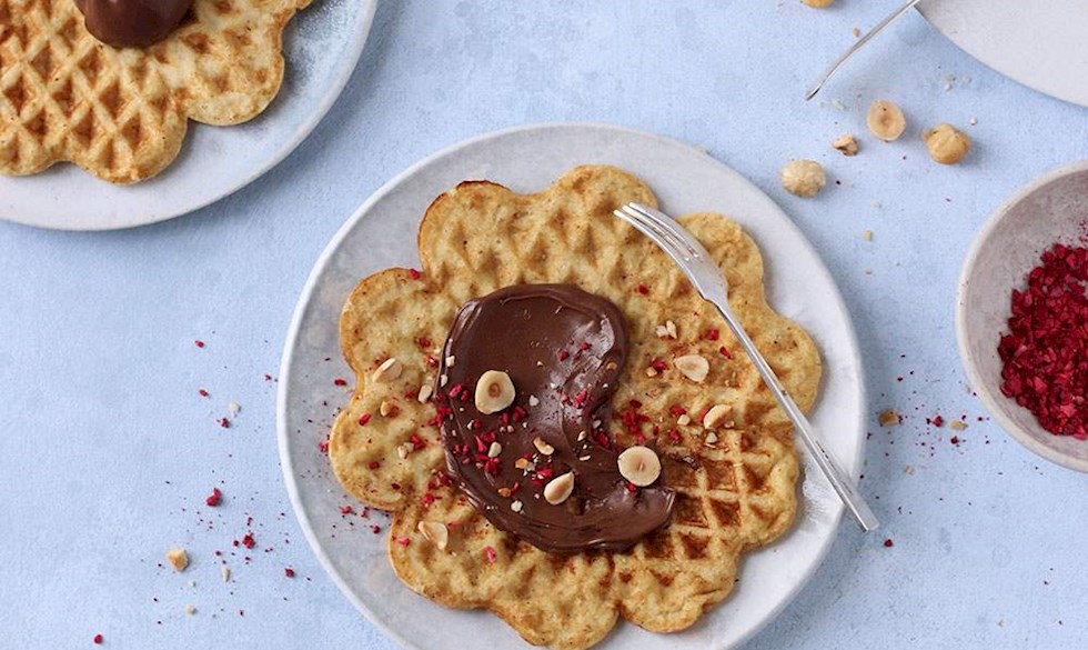 Skønne glutenfrie fristelser - hasselnøddevafler med Nutella. Haps! Vafler med nutella opskrift