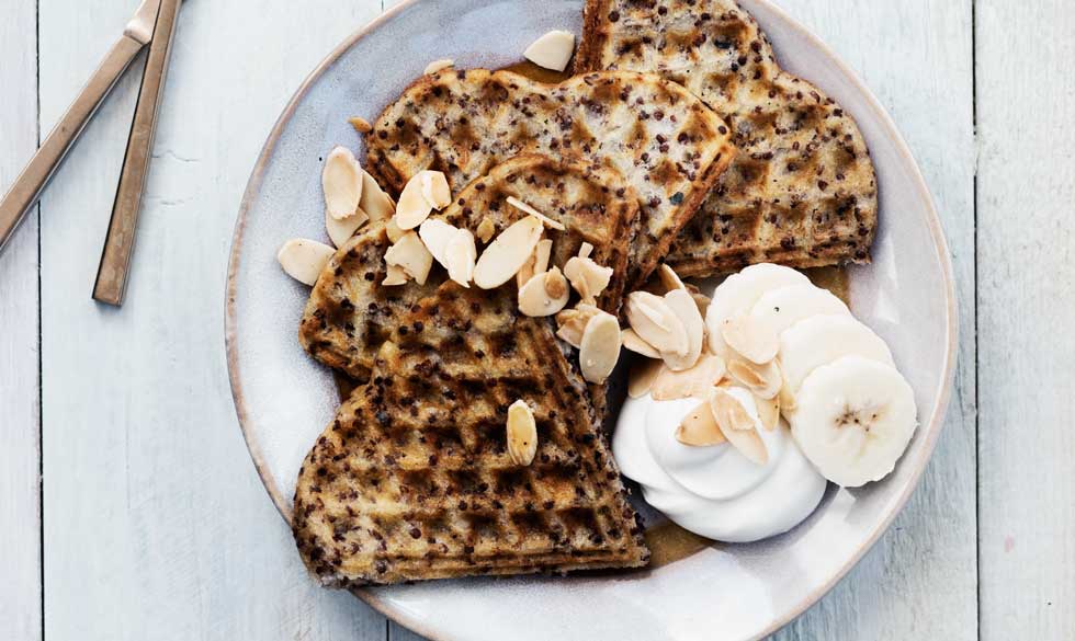 Lækre sprøde vafler med quinoa. Vafler sund opskrift