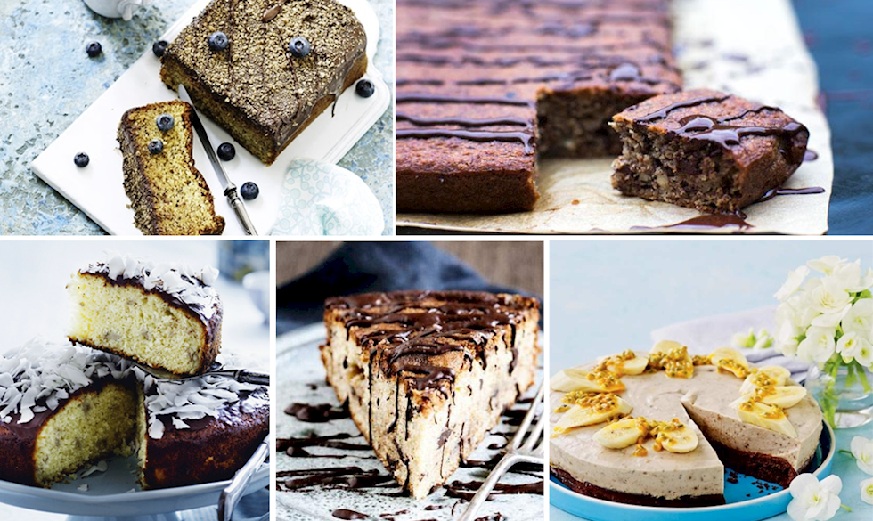 12 klassiske opskrifter på spændende banankager med nødder, chokolade, appelsin, kaffe, marcipan, kokos og passionsfrugt. Opskrifter på banankage