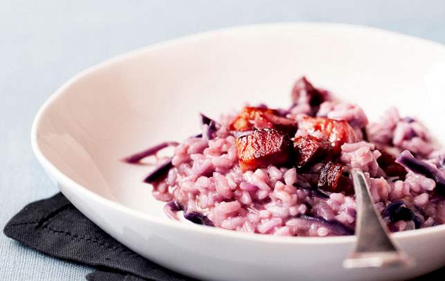 Risotto med rødkål og pancetta Opskrift på risotto med rødkål og pancetta