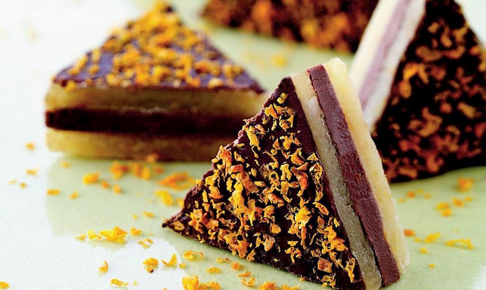Mette Blomsterbergs lækre appelsin-nougat-snitter Opskrift på Mette Blomsterbergs appelsin-nougat-snitter