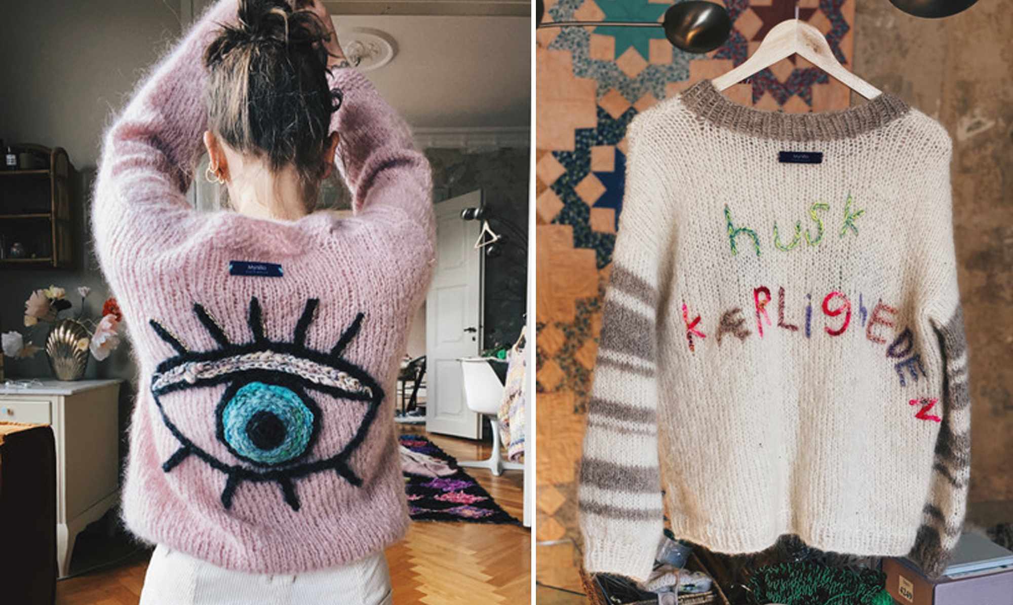 Julie Wittrup strikker smukke striktrøjer med broderier og andre fine detaljer. mynilla knitwear