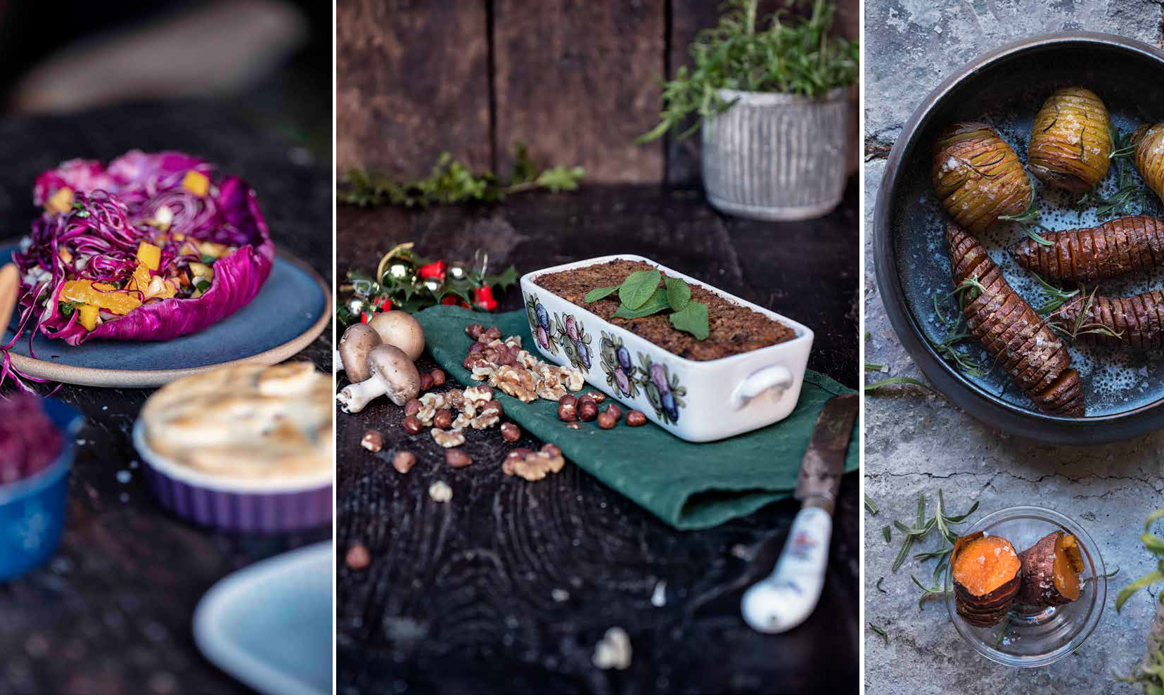 Vegansk julemad: Nøddepostej, hasselbackkartofler og rødkålssalat