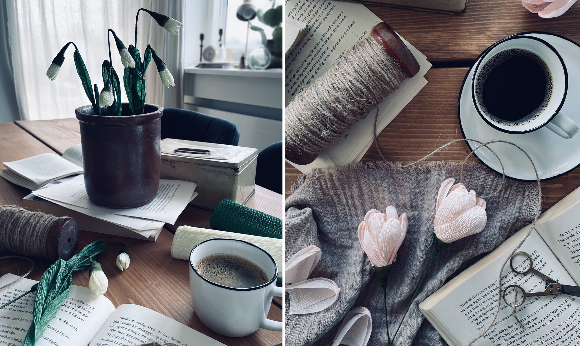 Crepe blomster vintergæk og tulipan