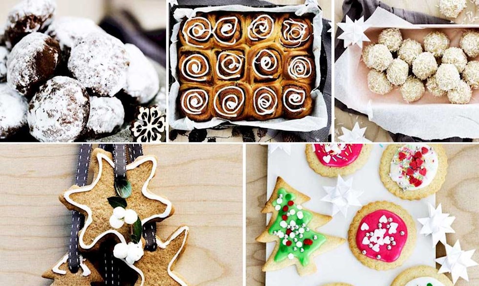 Her bager vi julesmåkager, julepynt, julesnegle, julecookies, og triller fine snebolde af konfekt. Julebag med børn