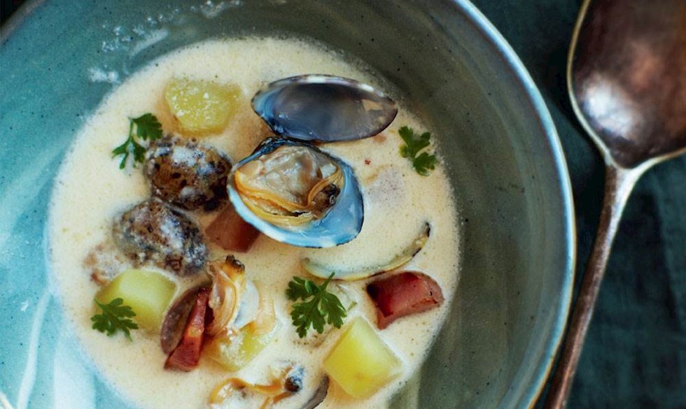 Chowder med muslinger Opskrift på chowder med muslinger