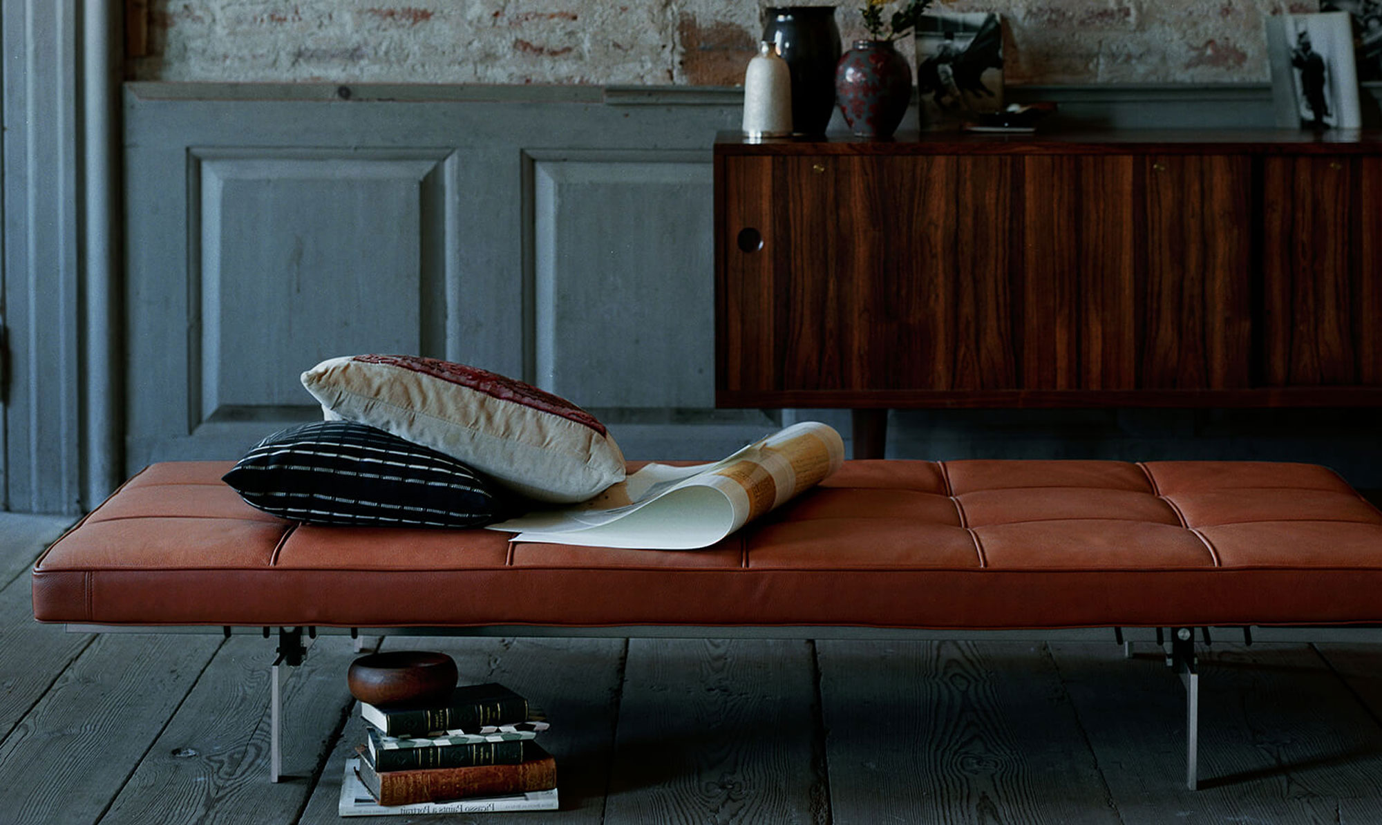 Poul Kjærholms PK 80 daybed betrukket med læder. PK 80 daybed Poul Kjærholm