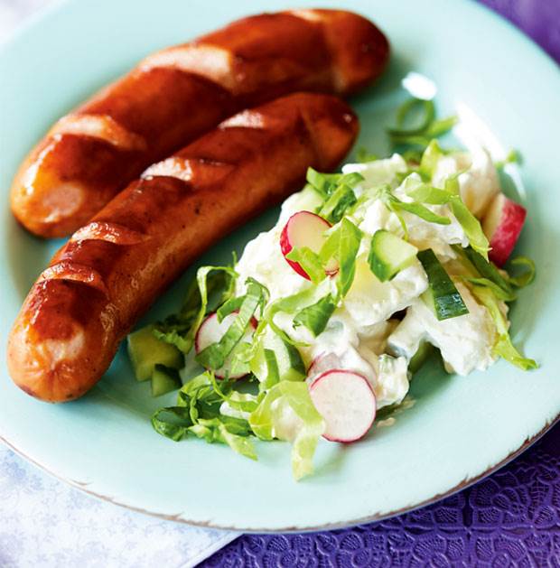 Kartoffelsalat med skyr og rygeost
