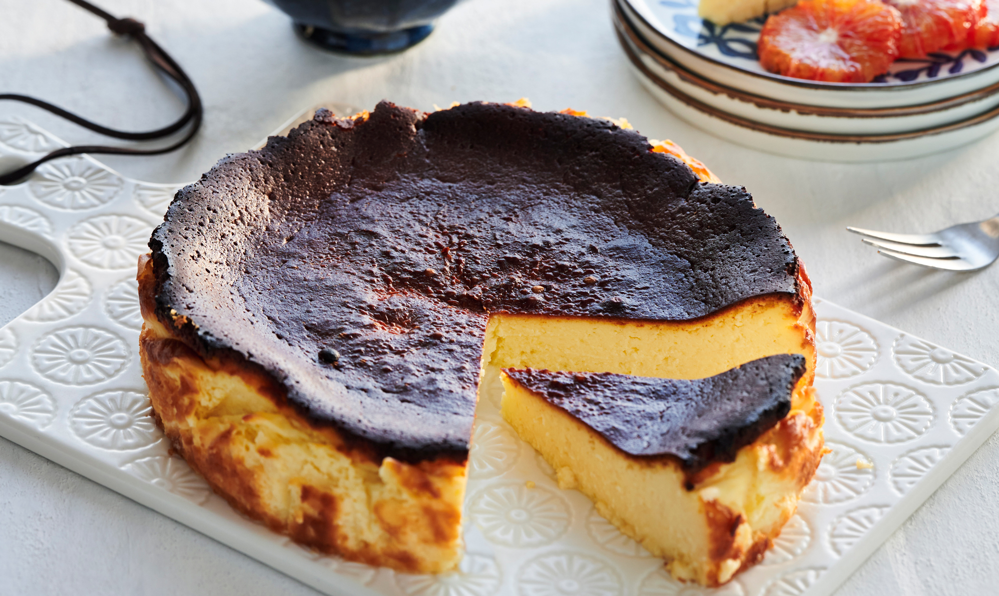 En skøn bagt cheesecake. Spansk cheesecake med citron