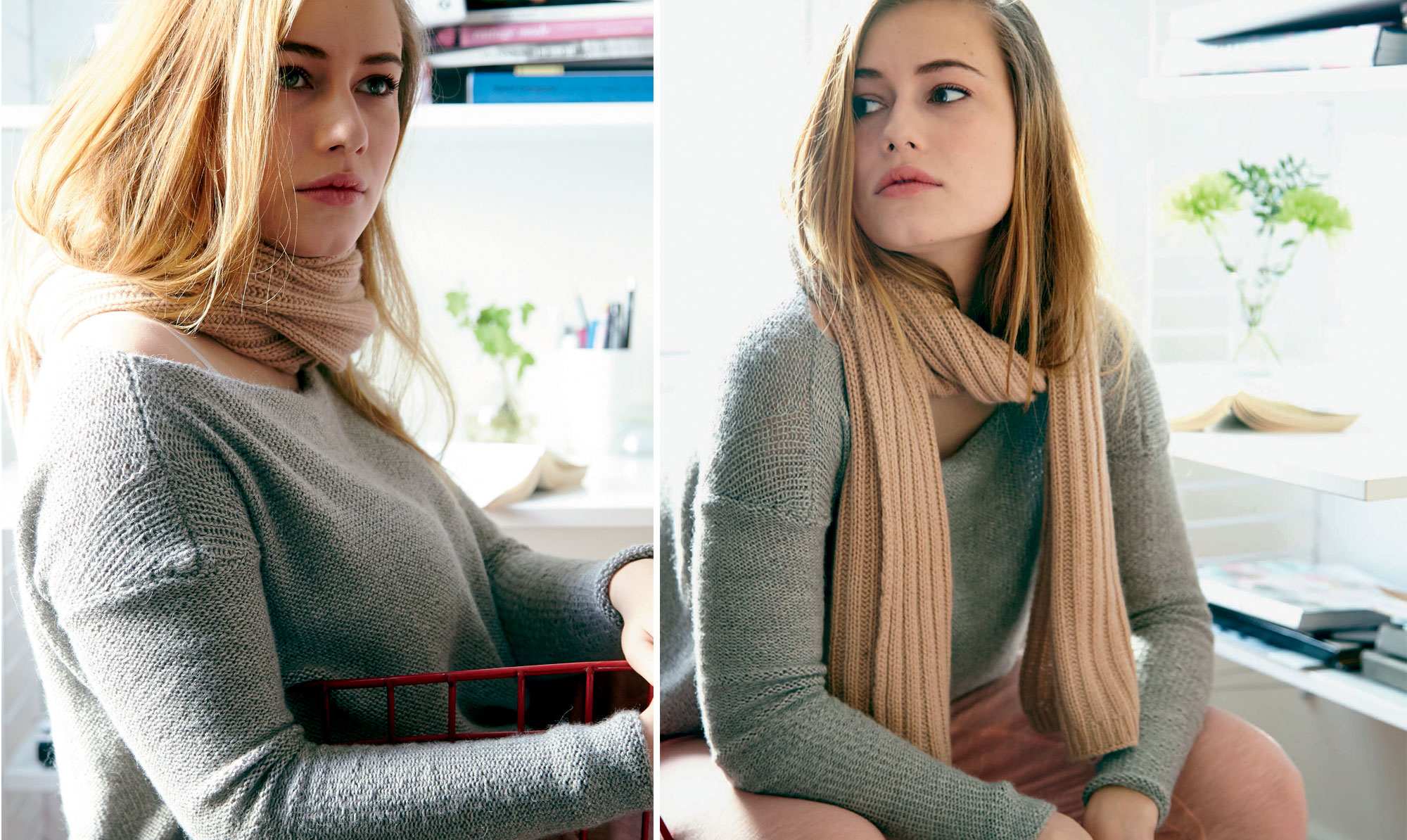 Halsåbningen er meget bred og giver derfor et sødt kig til, hvad du har på indenunder. Strik selv: Bluse med lange ærmer fra Hendes Verden