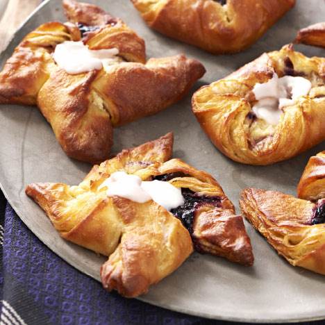 Wienerbrødsboller med blåbær