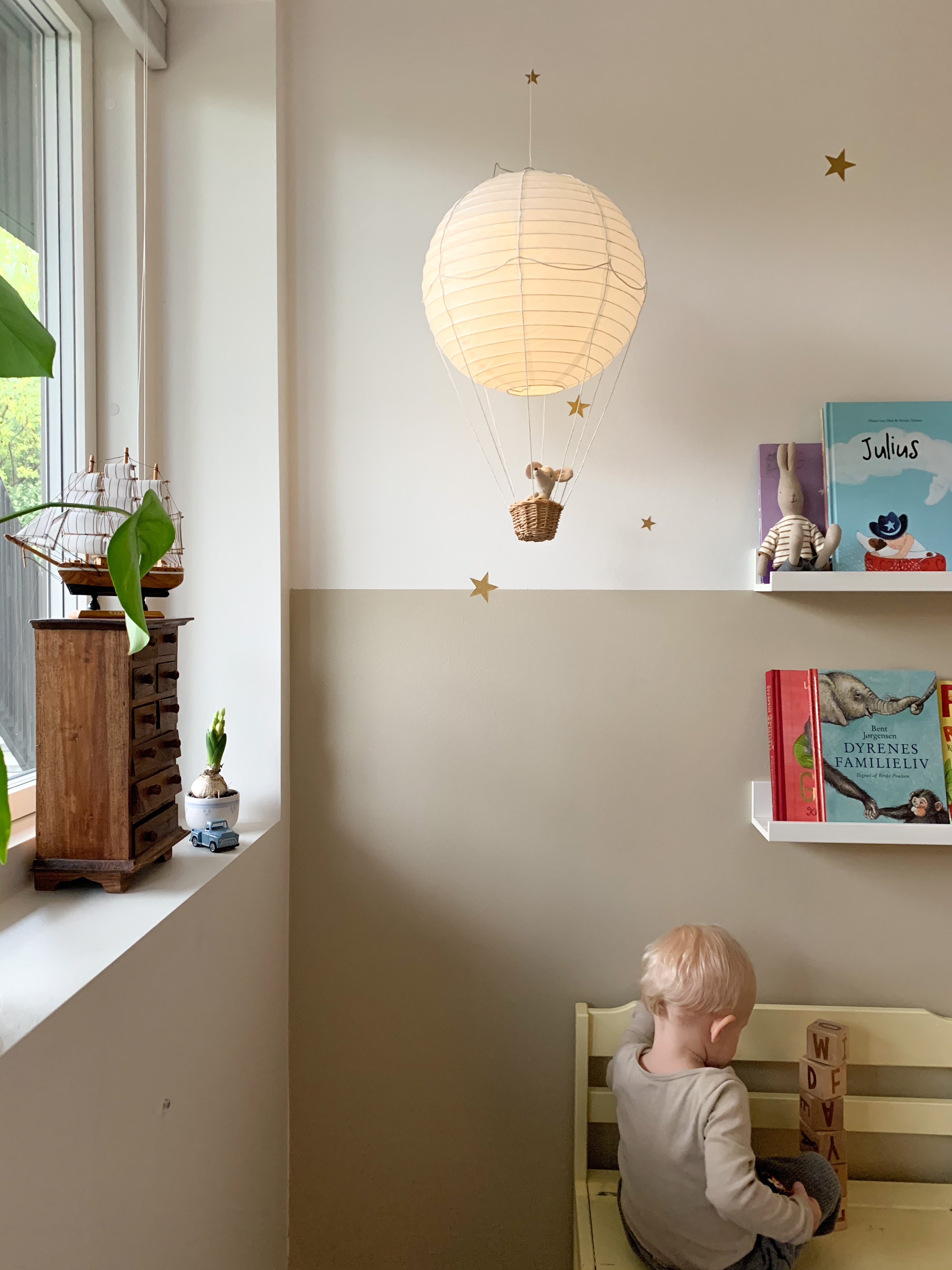 Rispapirsluftballonen er købt i Netto.