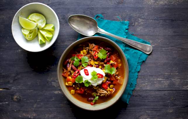 Chili con carne med masser af grønt Chili con carne med masser af grønt