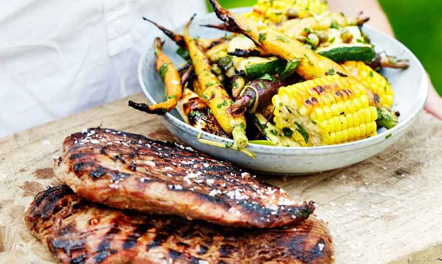 Grillet flankesteak med ingefær