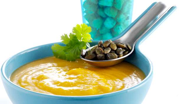 Græskarsuppe med kokosmælk Opskrift på græskarsuppe med kokosmælk