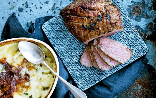 Culottesteg med gratinerede kartofler og jordskokker Culottesteg med gratinerede kartofler og jordskokker
