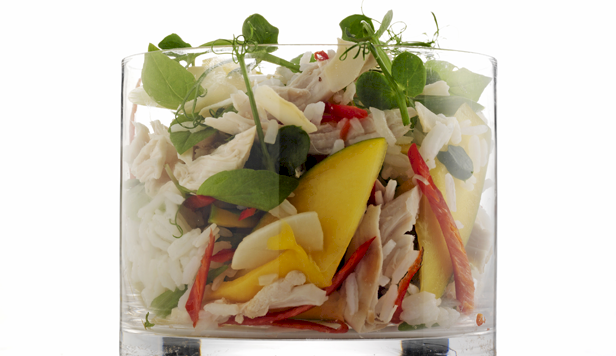 Mangosalat med kylling Opskrift på mangosalat med kylling