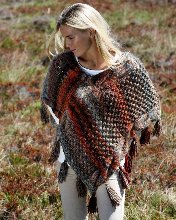 Strik selv: Poncho med kvaster fra Hendes Verden