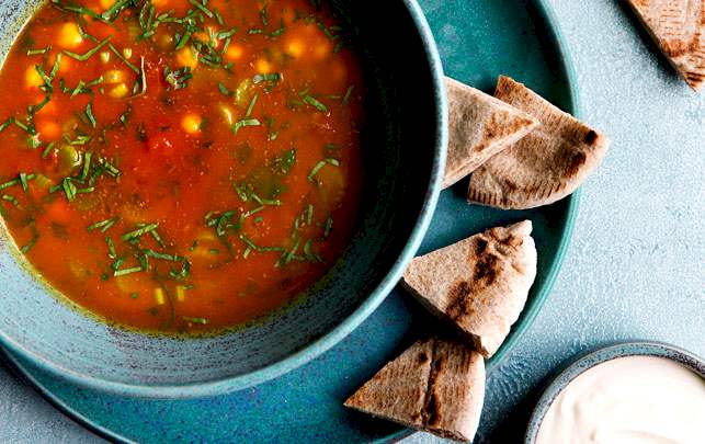Harira-suppe med kikærter og tomat Harira-suppe med kikærter og tomat