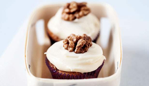 Cupcakes med kaffe, valnødder og chokolade Kaffe cupcake opskrift
