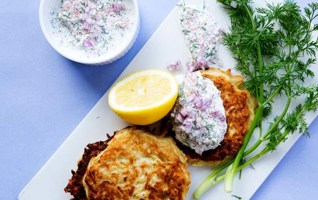 Stenbiderrogn med sellerirøsti, dild og cremefraiche Stenbiderrogn med sellerirøsti, dild og cremefraiche
