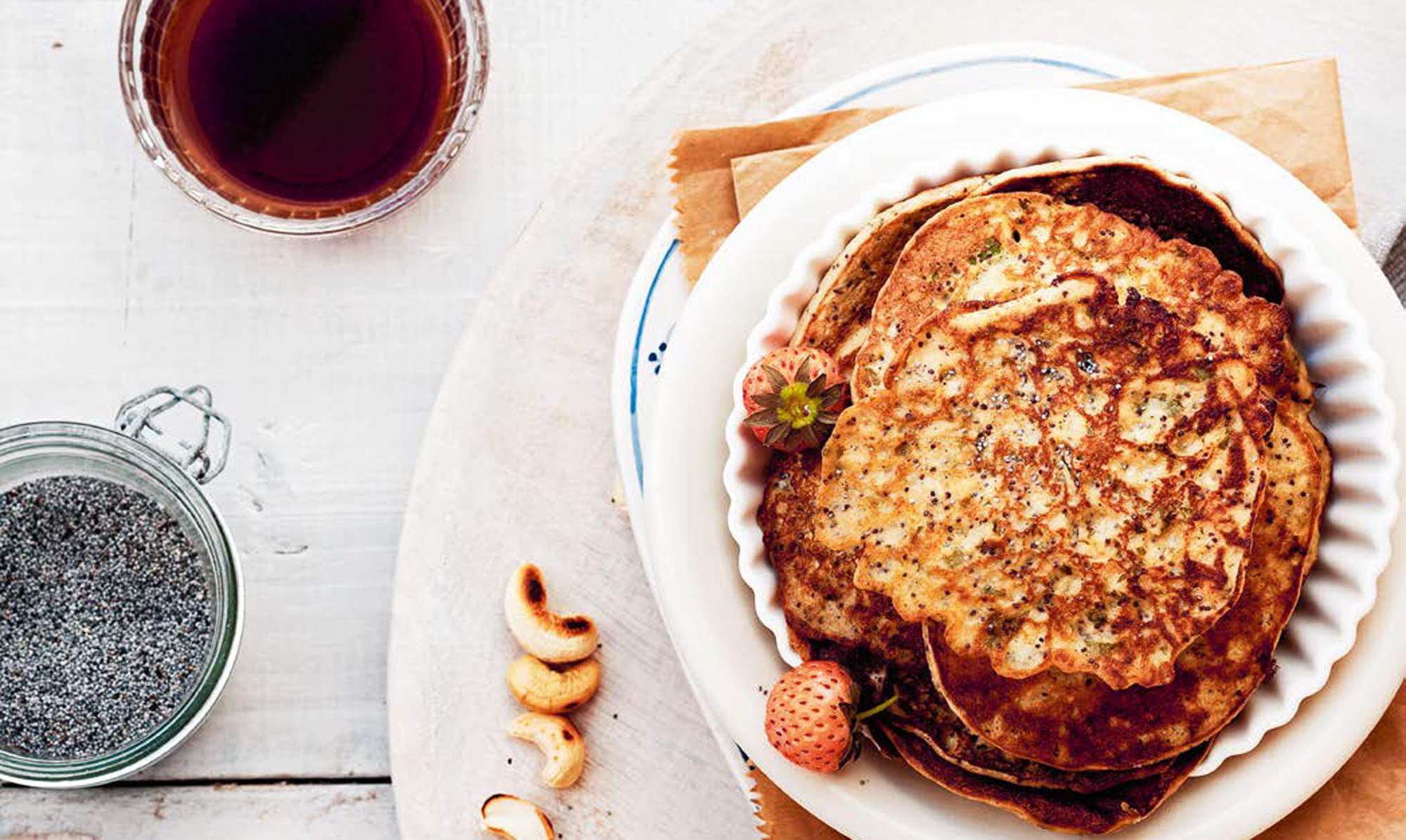 Pandekager morgen, middag og aften! Cashewpandekager med birkes og mynte