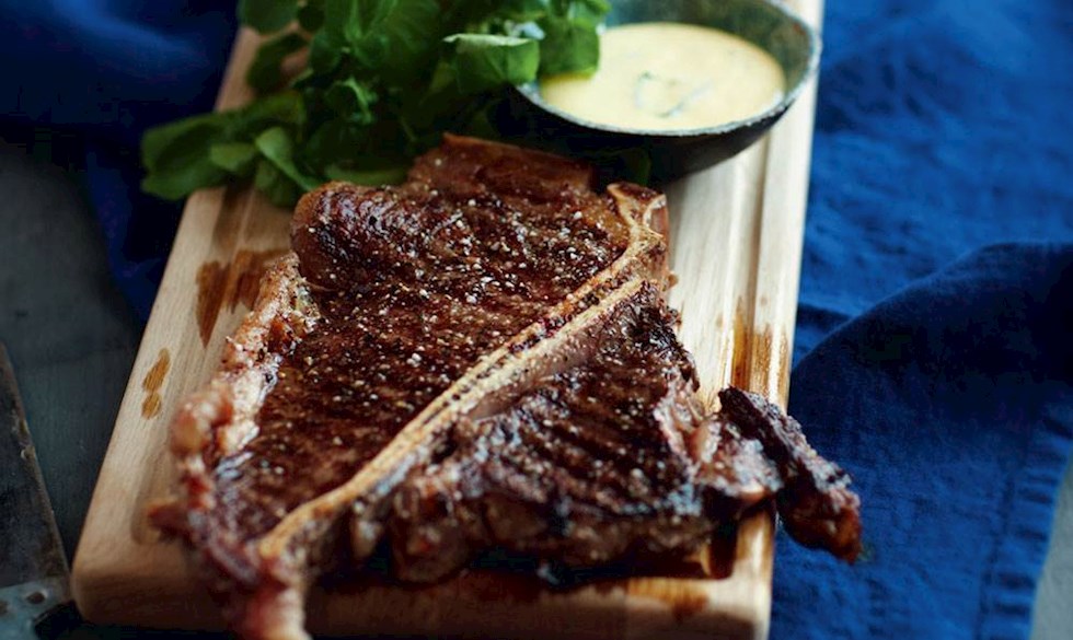 Opskrift T-bone med bearnaise, fritter og brøndkarse