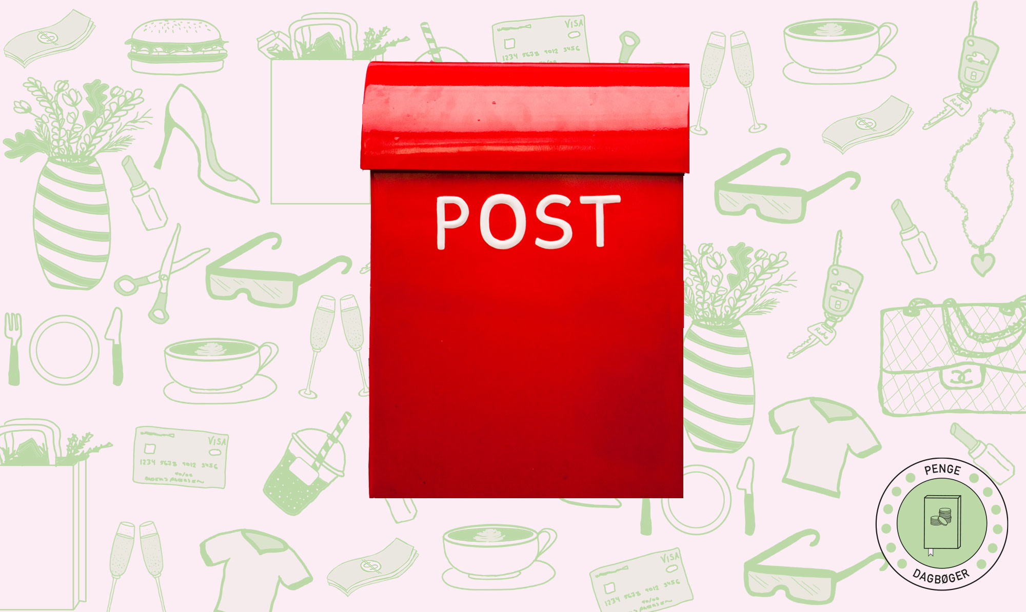 Helene har købt nogle småting til det nye hus bl.a. en ny postkasse. Pengedagbog postkasse
