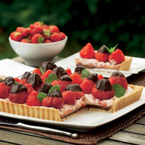 Jordbærtærte med chokolade