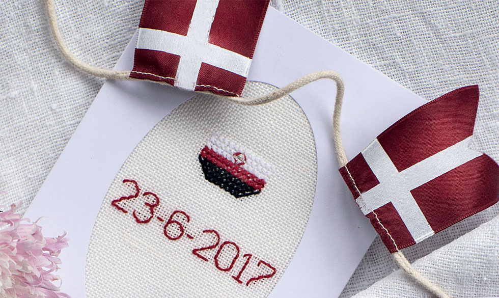Fine broderier til studentergildet. Invitation og bordkort student