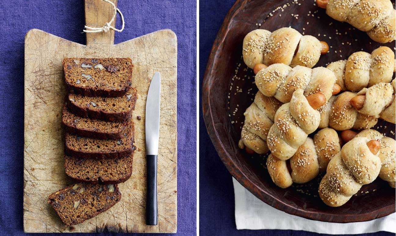 Pølsehorn og bananbrød - perfekte snacks til om eftermiddagen og super gode i madpakken. Pølsehorn
